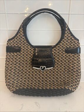 Brighton Vintage Black and Tan Woven Fabric